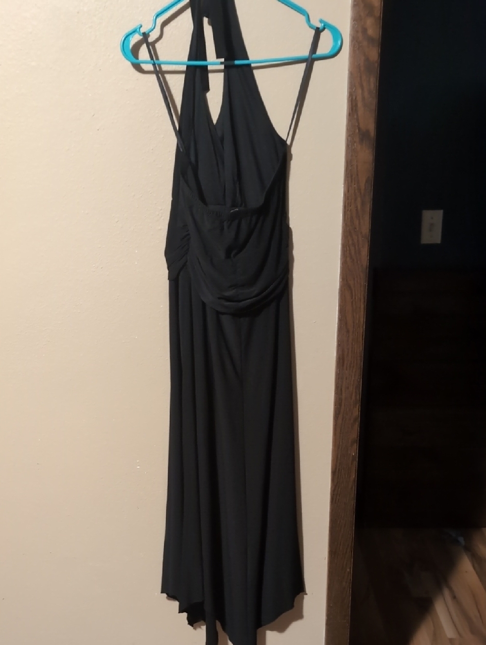 Ronni Nicole By Ouida Black Halter Tie-Back Faux Wrap Style Dress - Picture 5 of 5